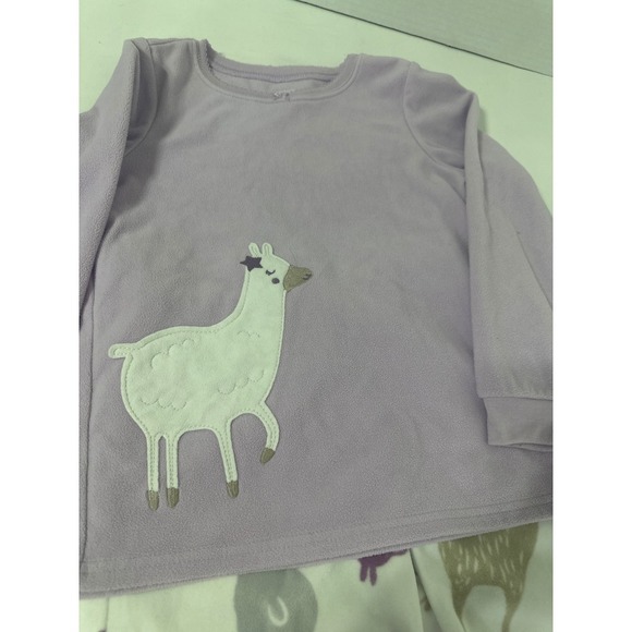 Carters Kids 6/6A Purple Llama Fleece Pajama Set Girls Sleepwear Top Bottom - Picture 2 of 5